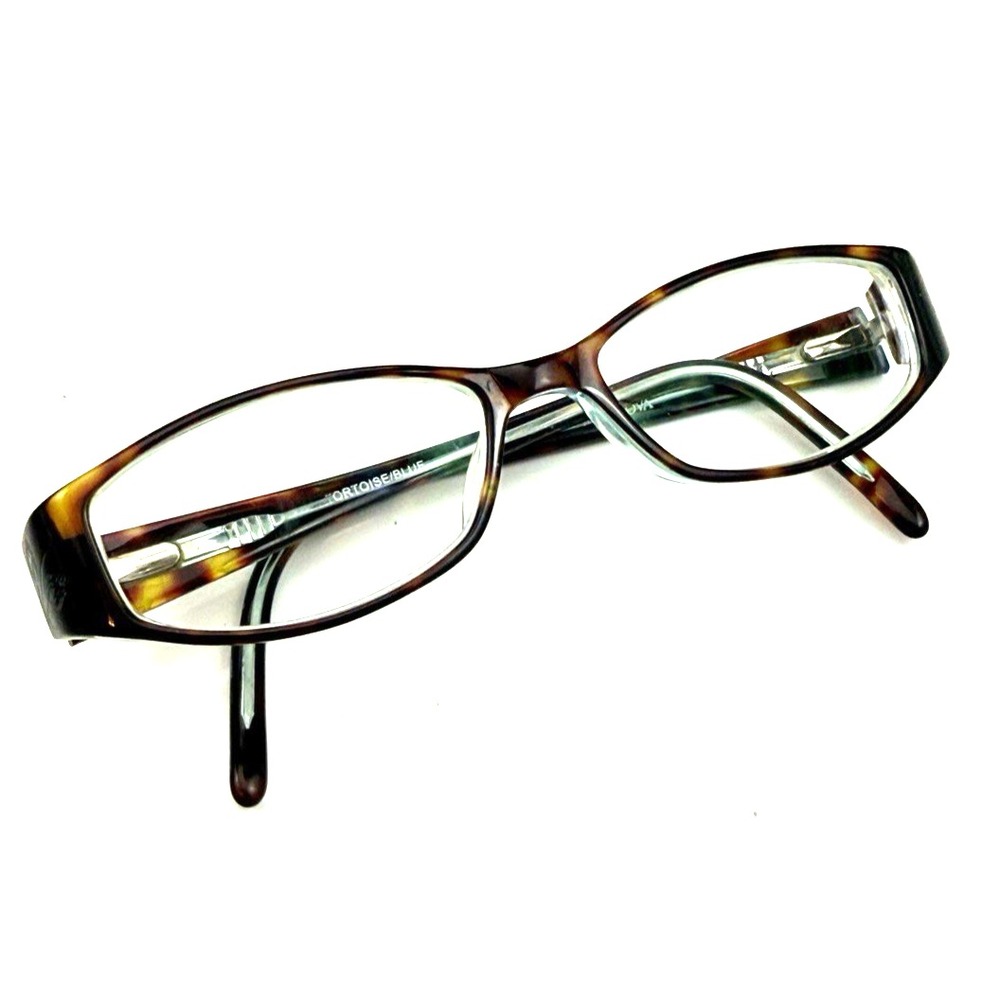 Bulova Galena Tortoise Blue Eyeglass Frame 51 15 135mm Rectangular Full Rim
